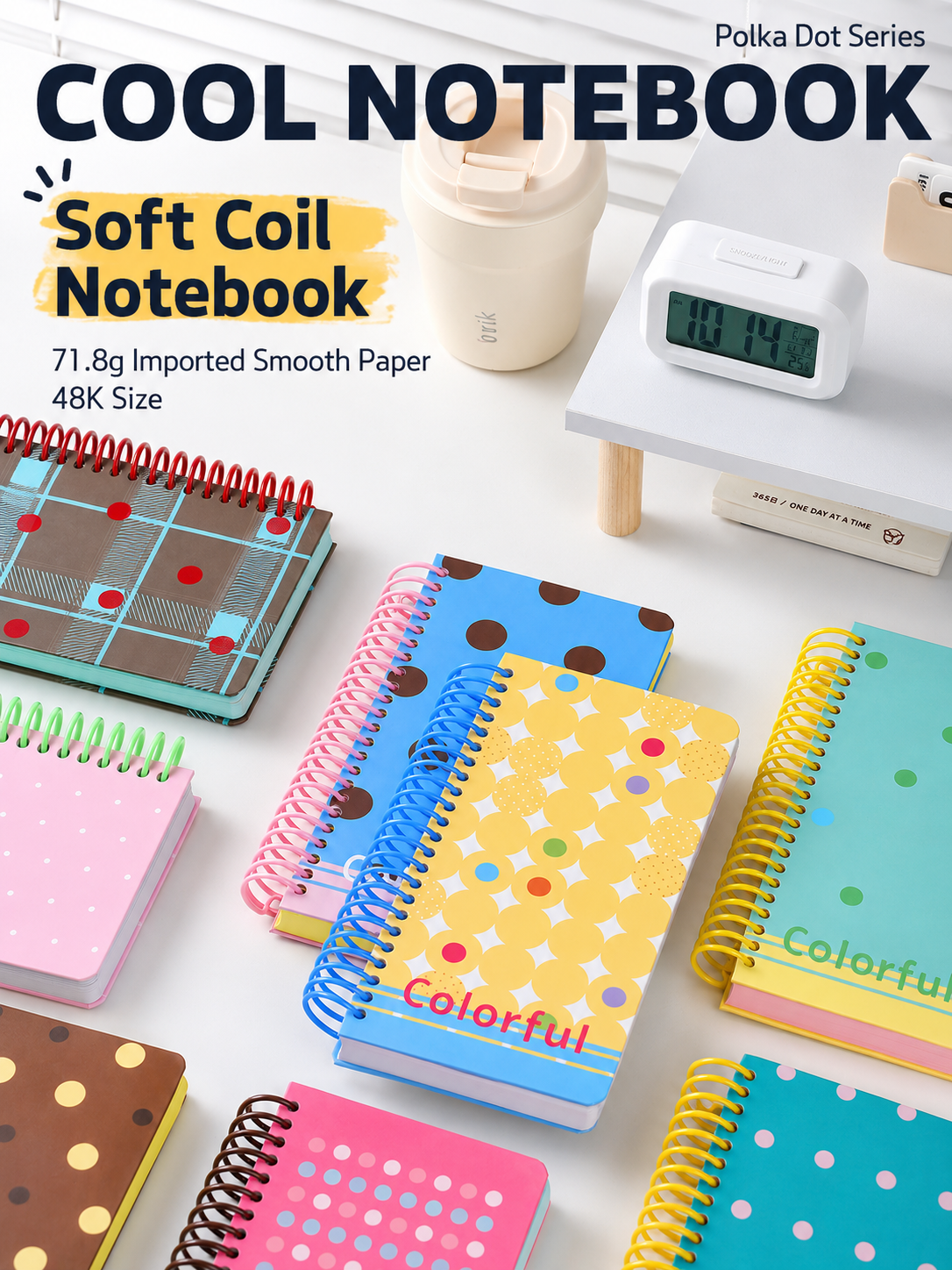 "Polka Dot Series" Soft Spiral Notebook by inrik - main product view for journaling notebook | Lumiyear