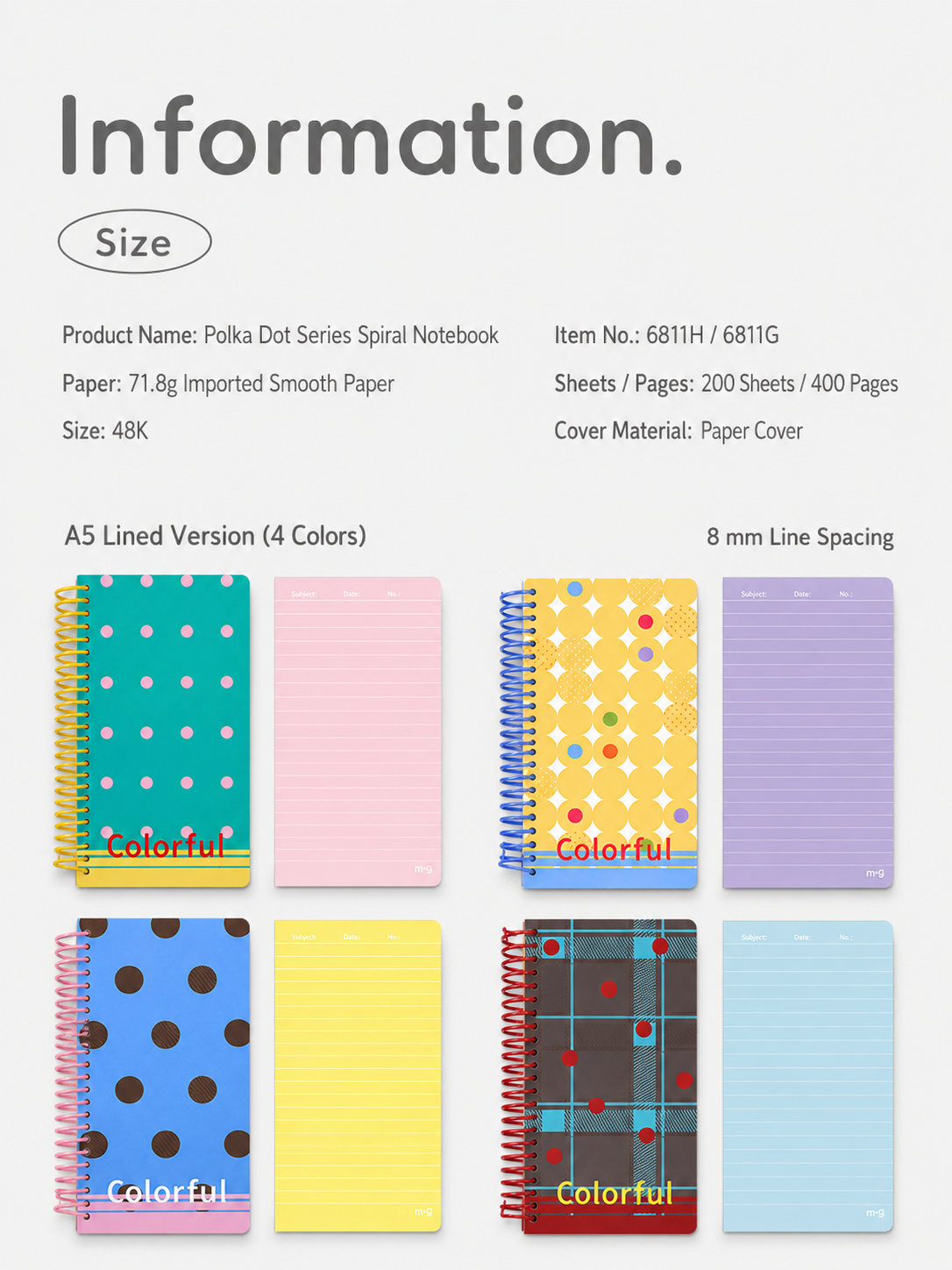 "Polka Dot Series" Soft Spiral Notebook by inrik - detail view for journaling notebook | Lumiyear