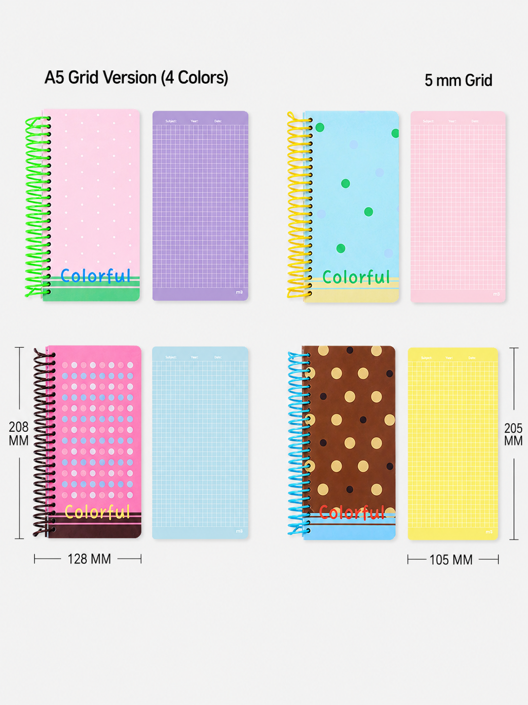 "Polka Dot Series" Soft Spiral Notebook by inrik - inside detail for journaling notebook | Lumiyear
