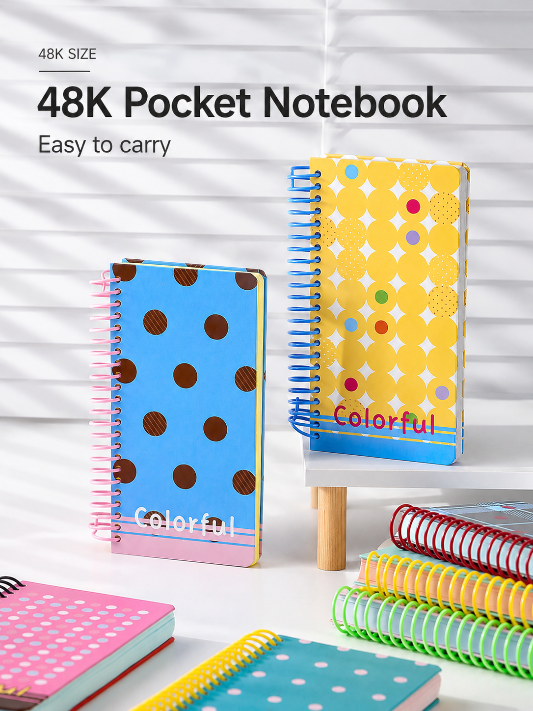 "Polka Dot Series" Soft Spiral Notebook by inrik - color option view for journaling notebook | Lumiyear
