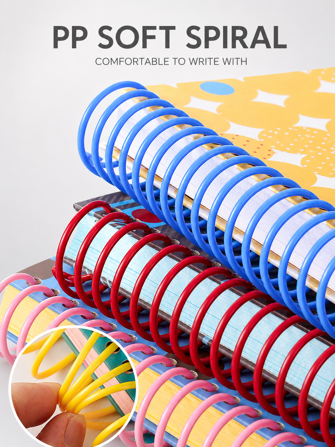 "Polka Dot Series" Soft Spiral Notebook by inrik - color option view for journaling notebook | Lumiyear