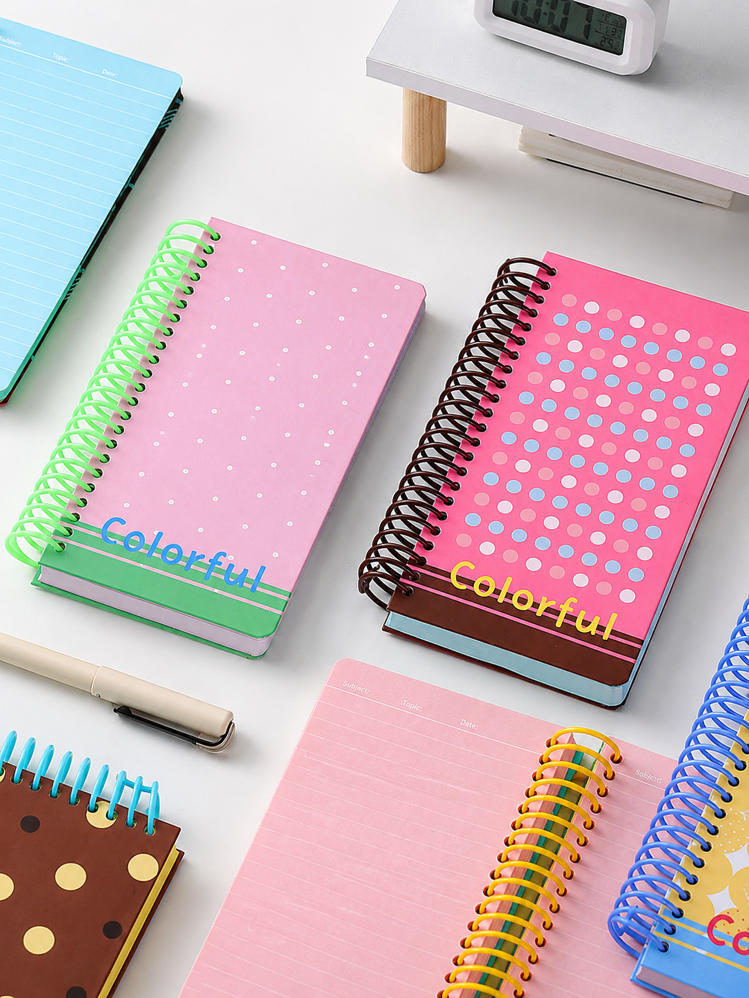 "Polka Dot Series" Soft Spiral Notebook by inrik - color option view for journaling notebook | Lumiyear