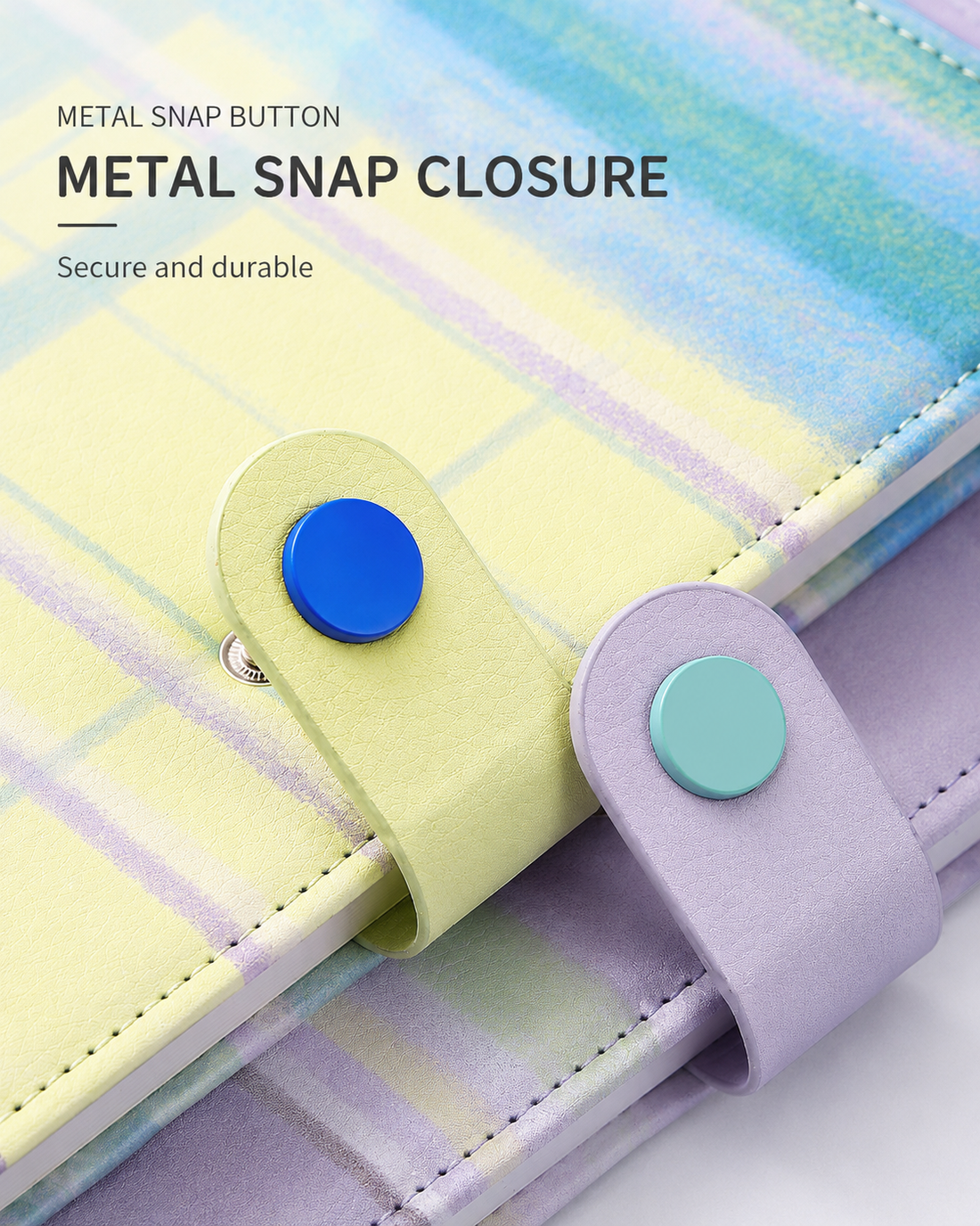 "Plaid Series" B5 Snap-Closure PU Leather Notebook by inrik - lifestyle stationery view for journaling notebook | Lumiyear