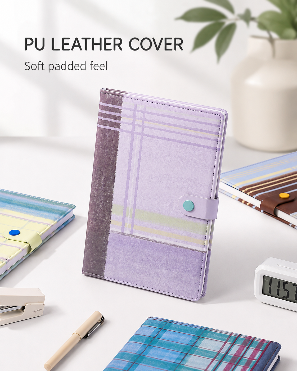 "Plaid Series" B5 Snap-Closure PU Leather Notebook
