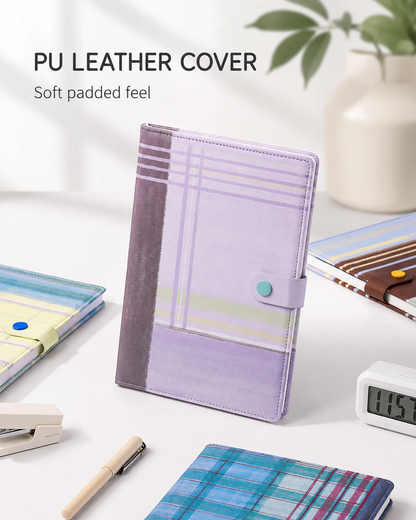 "Plaid Series" B5 Snap-Closure PU Leather Notebook