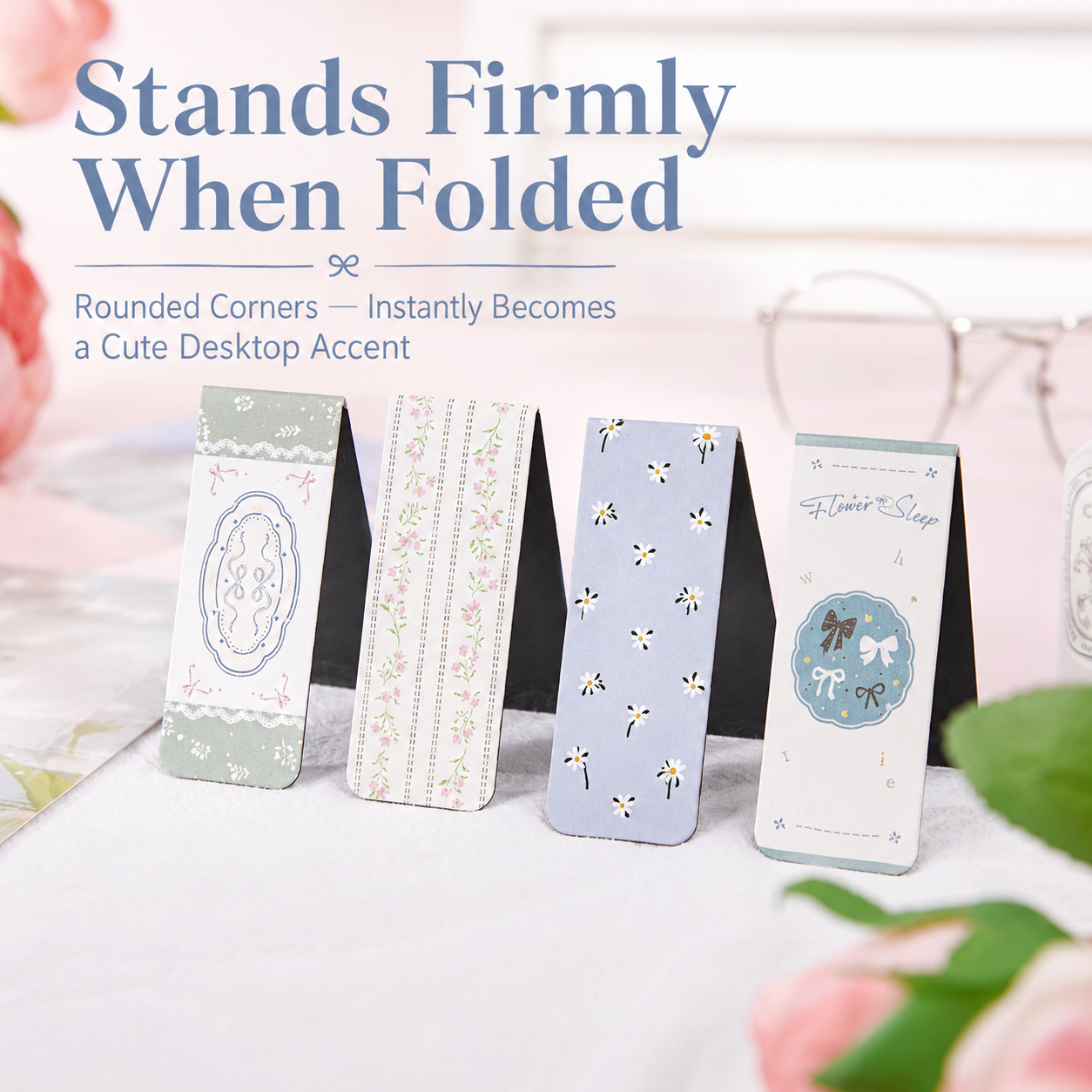 Vintage Floral Magnetic Bookmark Set (4 Pcs)