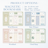 Vintage Floral Magnetic Bookmark Set (4 Pcs)
