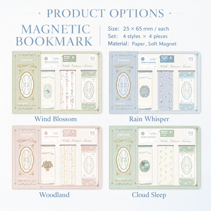 Vintage Floral Magnetic Bookmark Set (4 Pcs)