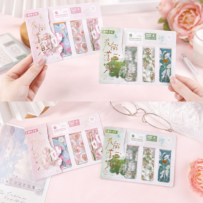 Vintage Floral Magnetic Bookmark Set (4 Pcs)