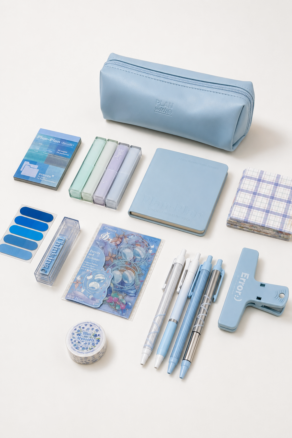 Aesthetic Blue Stationery Gift Set by Planwith - detail view for stationery gift set | Lumiyear