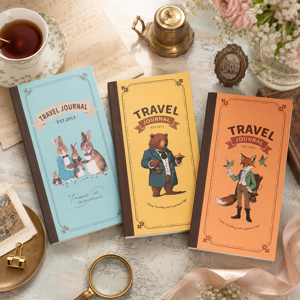 "Vintage Tales" Weeks Travel Journal (Set of 3) by ledai - inside detail for journaling notebook | Lumiyear