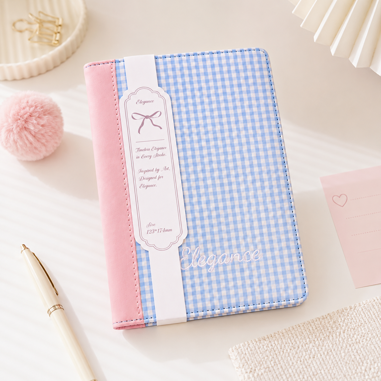"Elegance Stitching" B6 Plaid Fabric & Leather Journal by ledai - color option view for journaling notebook | Lumiyear