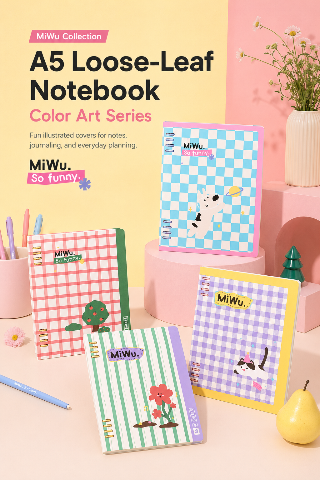 "Color Art" A5 Flexible Loose-Leaf Notebook by ledai - color option view for journaling notebook | Lumiyear