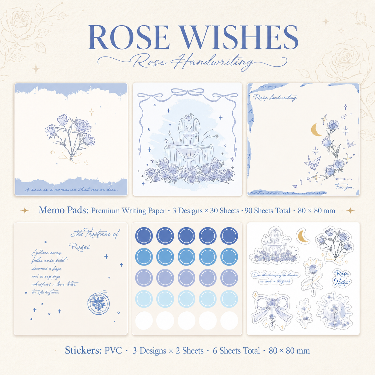 "Rose's Letter" Series Premium Memo Pad by mr.paper - color option view for aesthetic stationery | Lumiyear