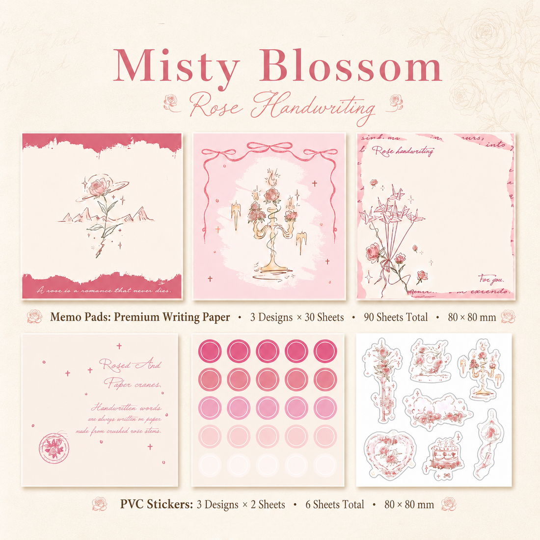 "Rose's Letter" Series Premium Memo Pad by mr.paper - color option view for aesthetic stationery | Lumiyear