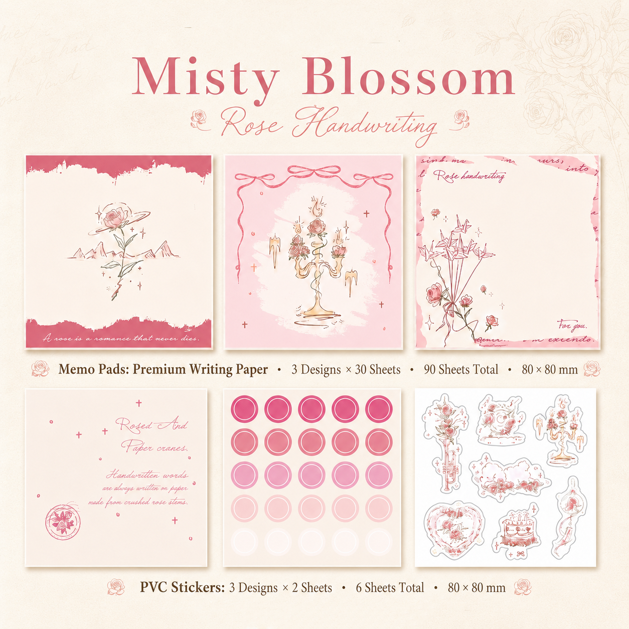 "Rose's Letter" Series Premium Memo Pad by mr.paper - color option view for aesthetic stationery | Lumiyear