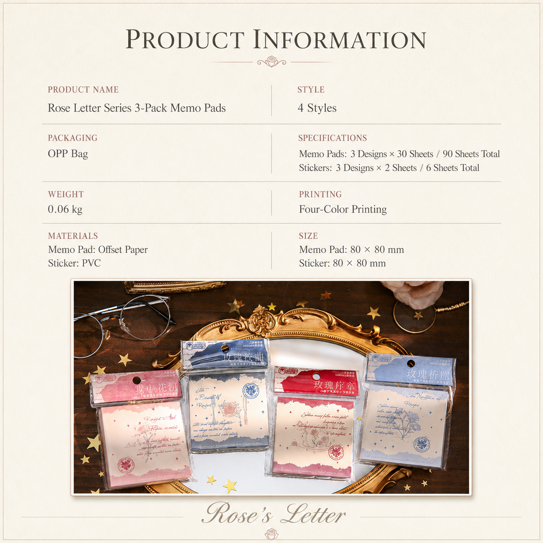 "Rose's Letter" Series Premium Memo Pad by mr.paper - color option view for aesthetic stationery | Lumiyear