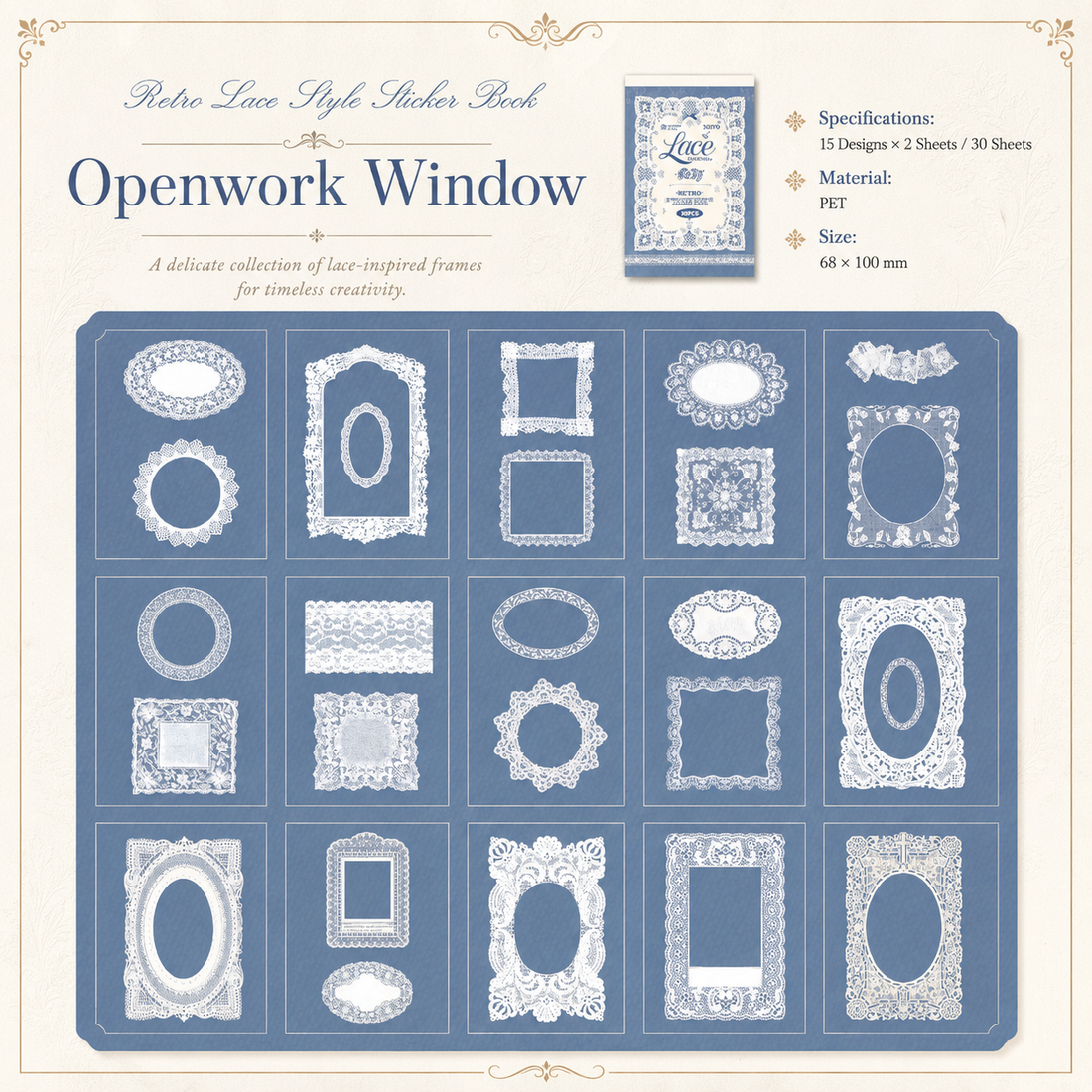 "Lace Aesthetics" Retro Sticker Book Series by mr.paper - color option view for scrapbook decoration | Lumiyear