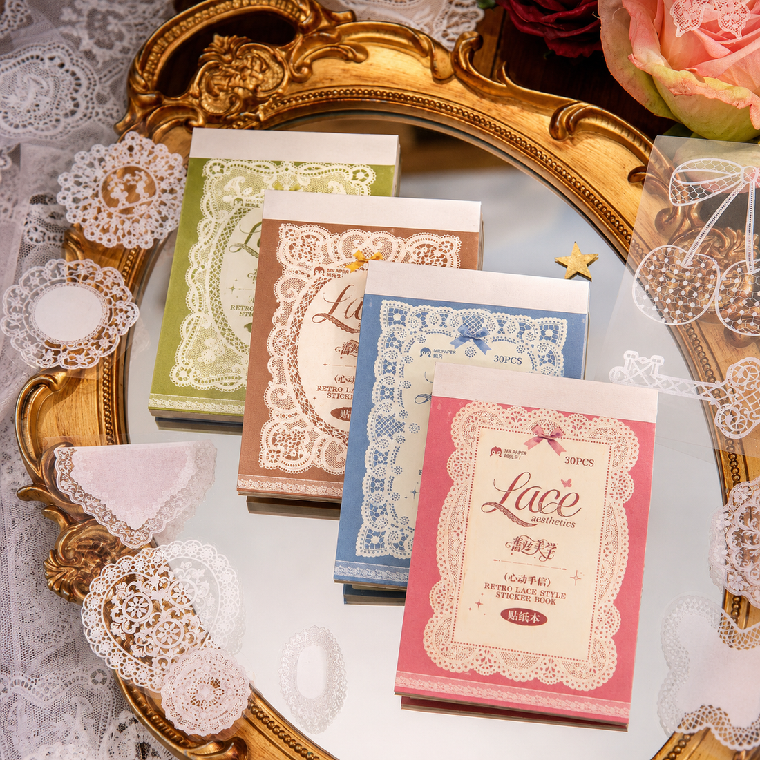 "Lace Aesthetics" Retro Sticker Book Series by mr.paper - main product view for scrapbook decoration | Lumiyear