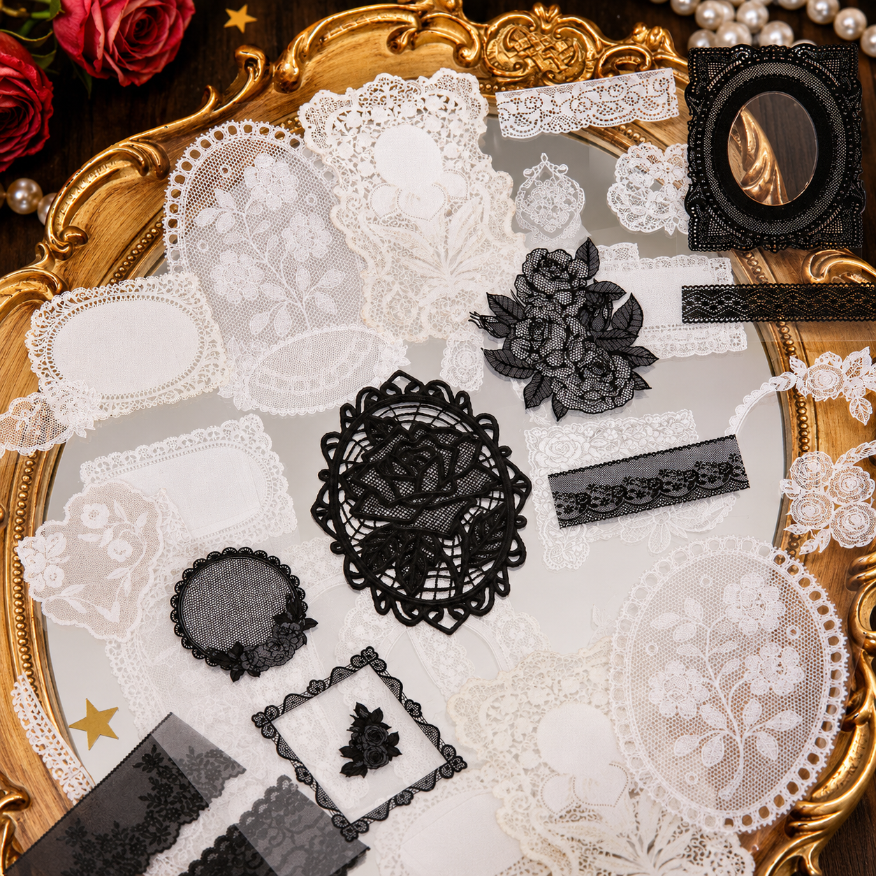 "Lace Aesthetics" Retro Sticker Book Series by mr.paper - color option view for scrapbook decoration | Lumiyear