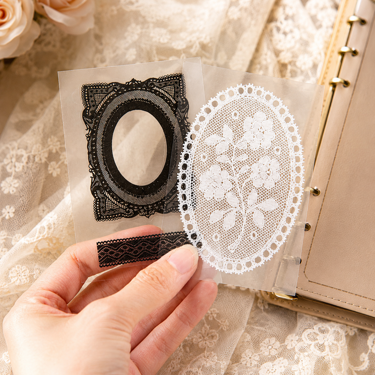 "Lace Aesthetics" Retro Sticker Book Series by mr.paper - detail view for scrapbook decoration | Lumiyear