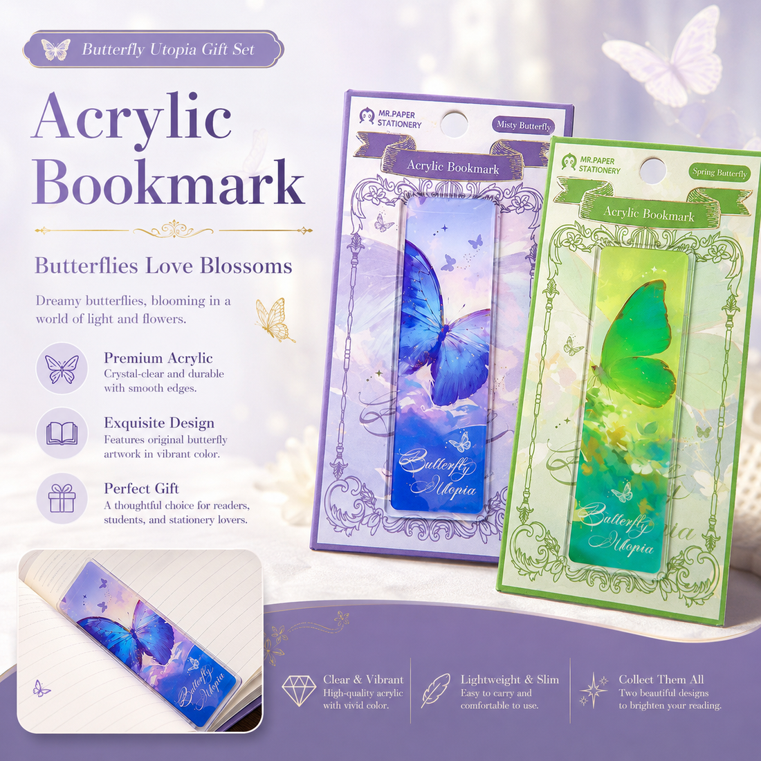 "Butterfly Utopia" Premium Hardcover Notebook Gift Box Set by mr.paper - color option view for stationery gift set | Lumiyear