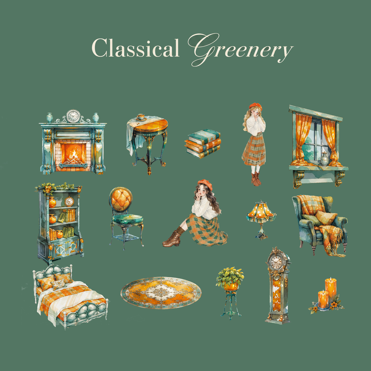 "Romantic Whisper" Series Large Silhouette by mr.paper - lifestyle stationery view for scrapbook decoration | Lumiyear