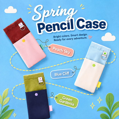 Spring Pencil Case Collection Pinch-to-Open Pouch by never - color option view for journaling writing tool | Lumiyear