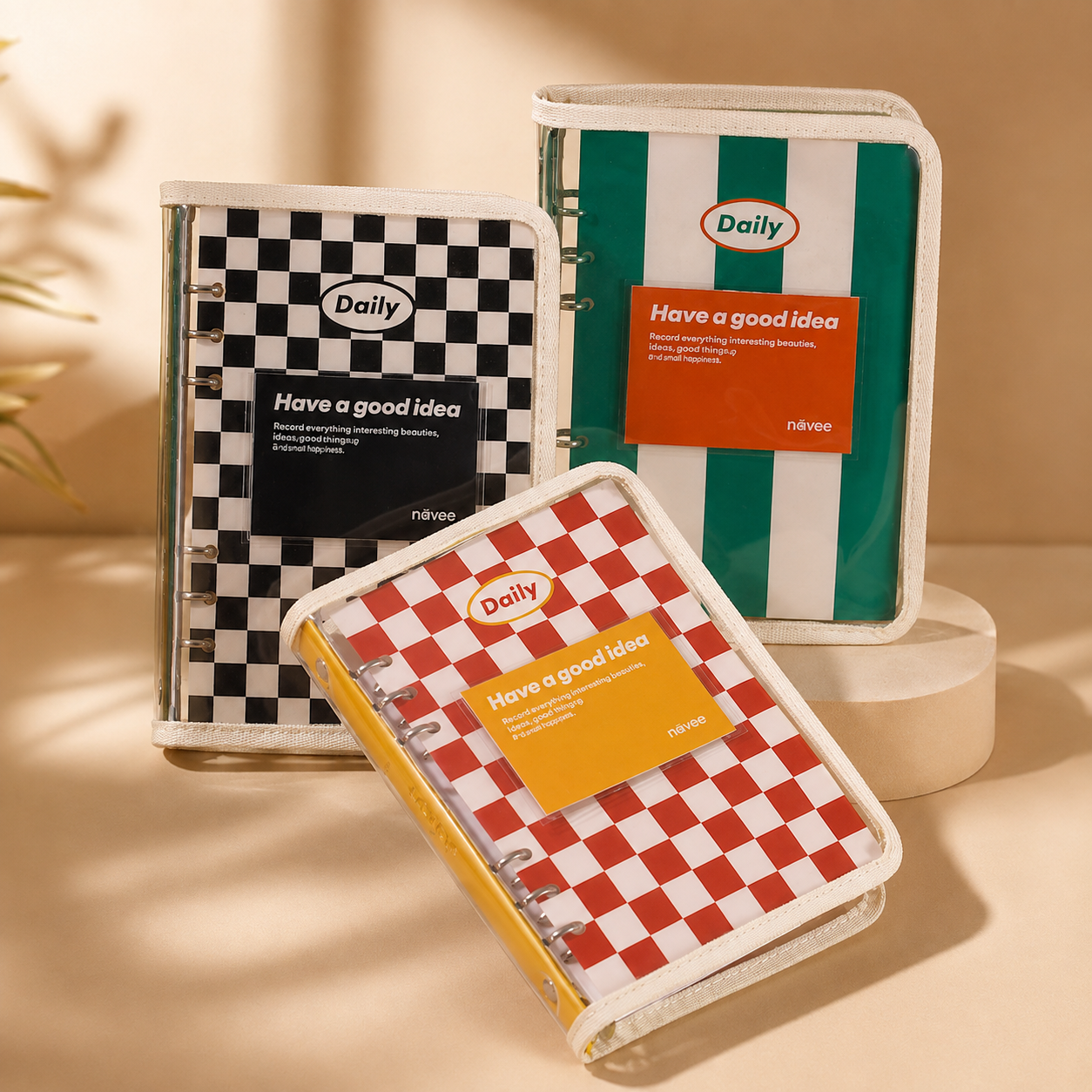 A5 Clear PVC Ring Binder Notebook ｜Undated Daily Planner by never - detail view for journaling notebook | Lumiyear
