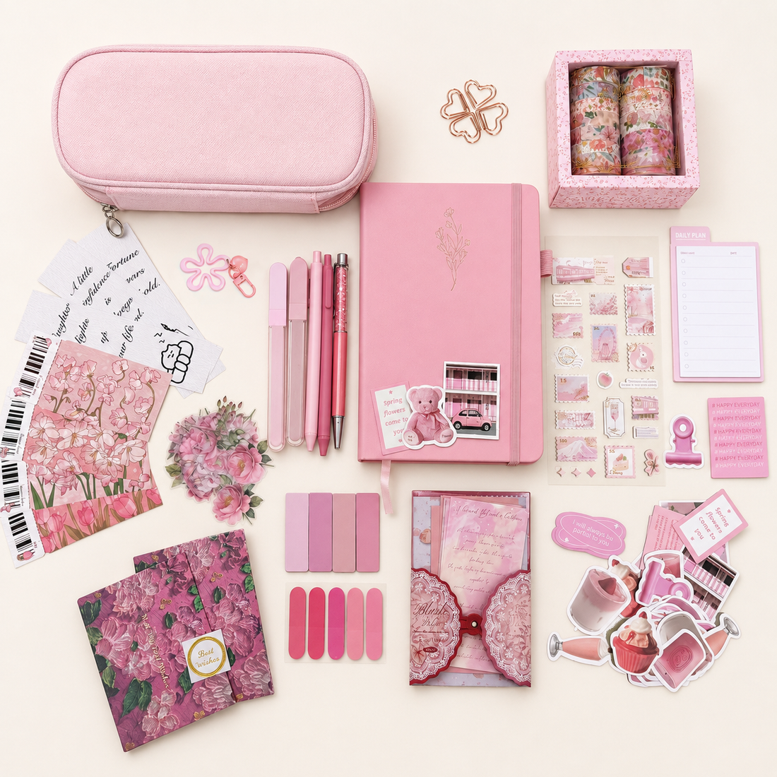 Pink Stationery Set - main product view for aesthetic stationery | Lumiyear