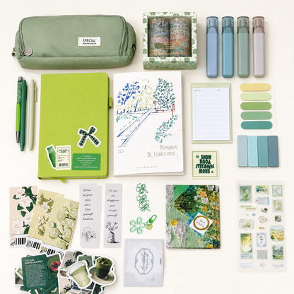 Green Stationery Set - main product view for aesthetic stationery | Lumiyear