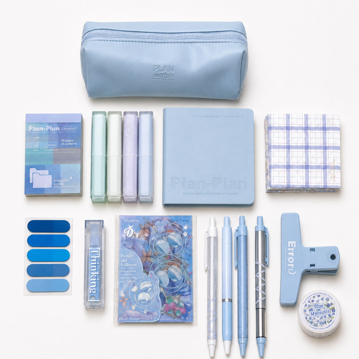 Aesthetic Blue Stationery Gift Set by Planwith - main product view for stationery gift set | Lumiyear