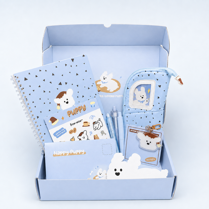 Coffee Puppy Aesthetic Stationery Gift Box Set (7 Items) by never - detail view for stationery gift set | Lumiyear