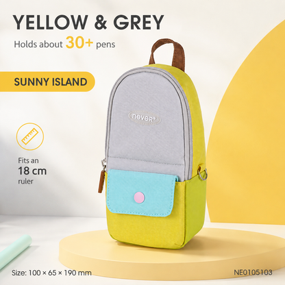 Backpack-Style Standing Pencil Case Color-Block Pen by never - color option view for journaling writing tool | Lumiyear