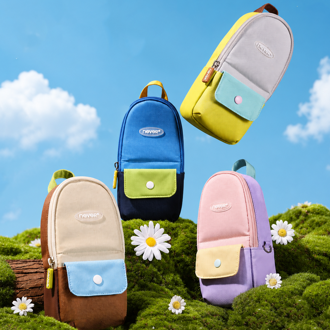 Backpack-Style Standing Pencil Case Color-Block Pen by never - main product view for journaling writing tool | Lumiyear