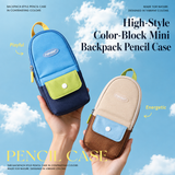 Backpack-Style Standing Pencil Case Color-Block Pen Holder