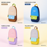 Backpack-Style Standing Pencil Case Color-Block Pen Holder