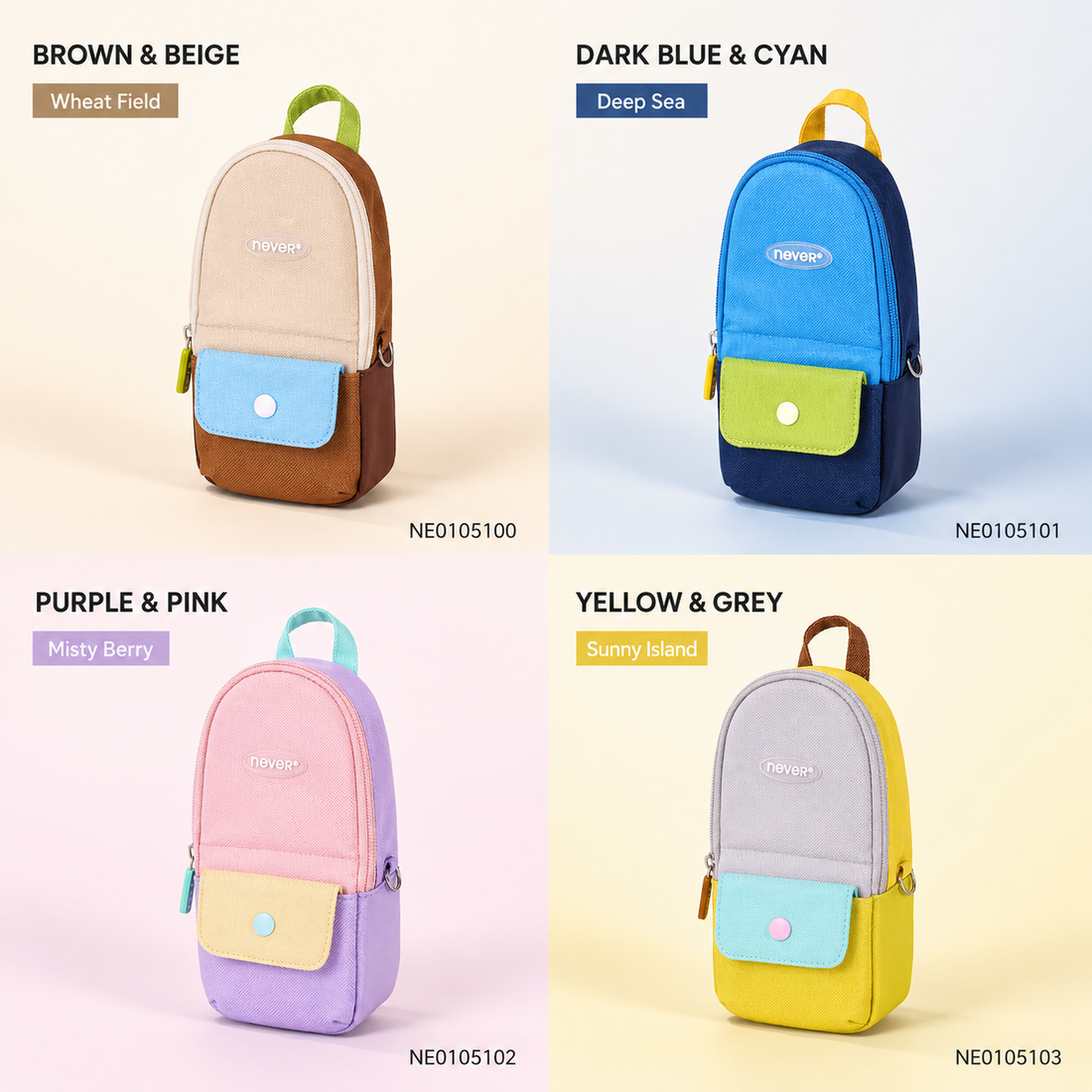Backpack-Style Standing Pencil Case Color-Block Pen Holder by never - inside detail for journaling writing tool | Lumiyear
