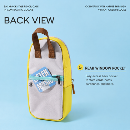 Backpack-Style Standing Pencil Case Color-Block Pen by never - color option view for journaling writing tool | Lumiyear