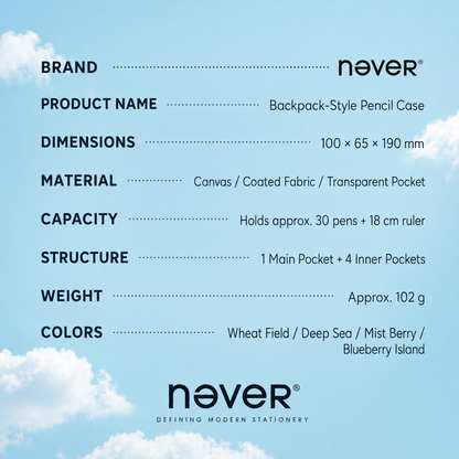 Backpack-Style Standing Pencil Case Color-Block Pen by never - color option view for journaling writing tool | Lumiyear