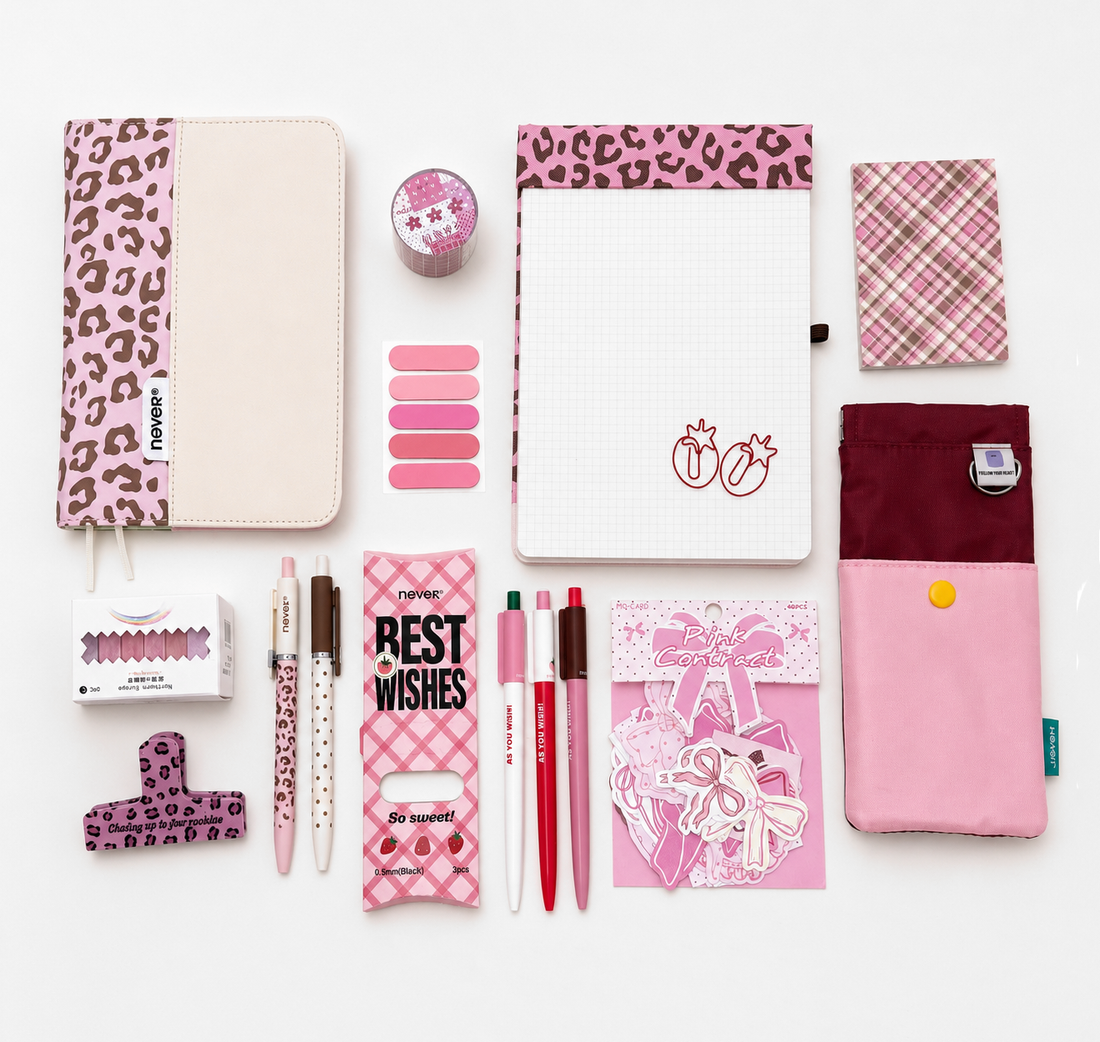 Aesthetic Strawberry Leopard Stationery Mega Gift Set🍓 by never - main product view for stationery gift set | Lumiyear