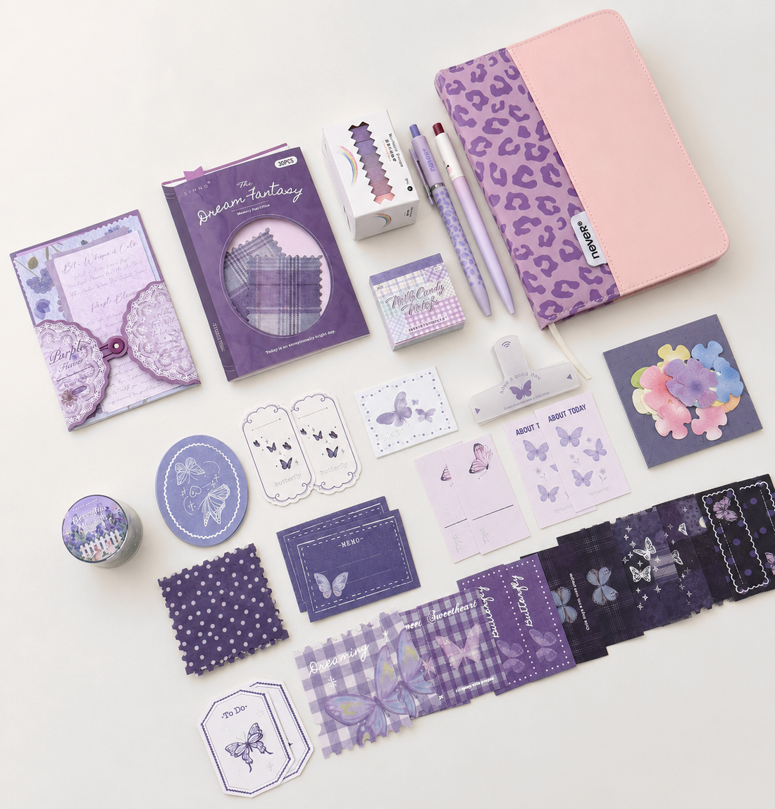 Violet Butterfly Leopard Stationery Mega Gift Set 💜 by never - lifestyle stationery view for stationery gift set | Lumiyear