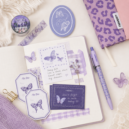 Violet Butterfly Leopard Stationery Mega Gift Set 💜 by never - inside detail for stationery gift set | Lumiyear