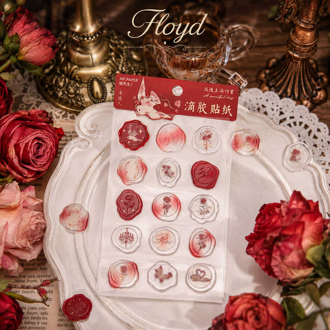 In the Name of Rose 3D Epoxy Wax Seal Stickers
