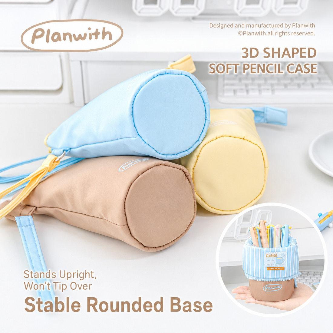 Planwith Caféf Flip Pen Pouch 2-in-1 Fold-Down pencil case