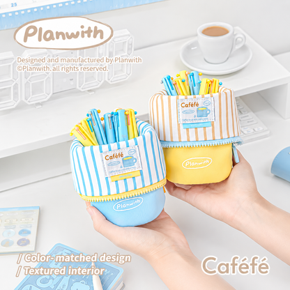 Planwith Caféf Flip Pen Pouch 2-in-1 Fold-Down pencil case