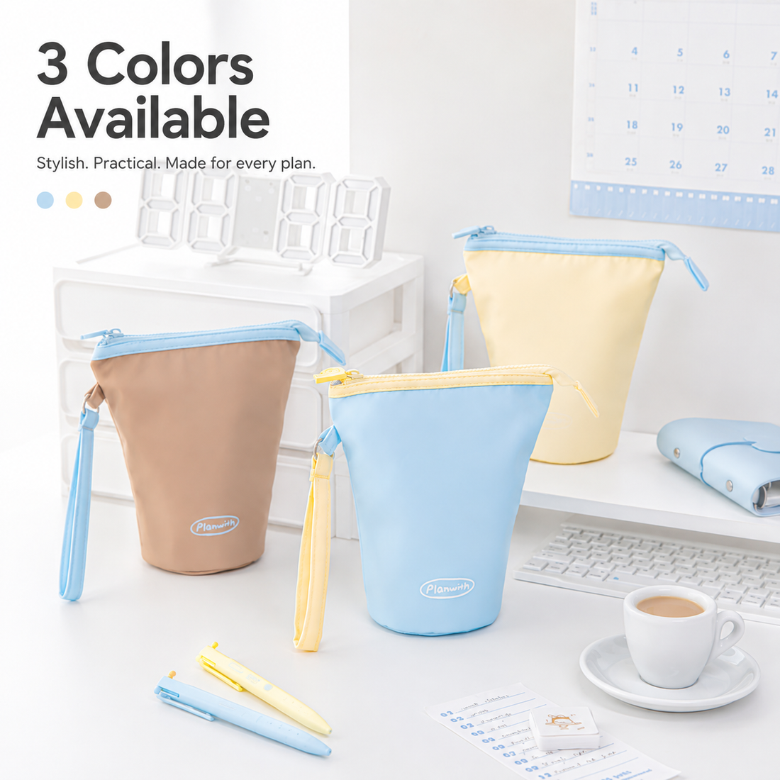 Planwith Caféf Flip Pen Pouch 2-in-1 Fold-Down pencil case