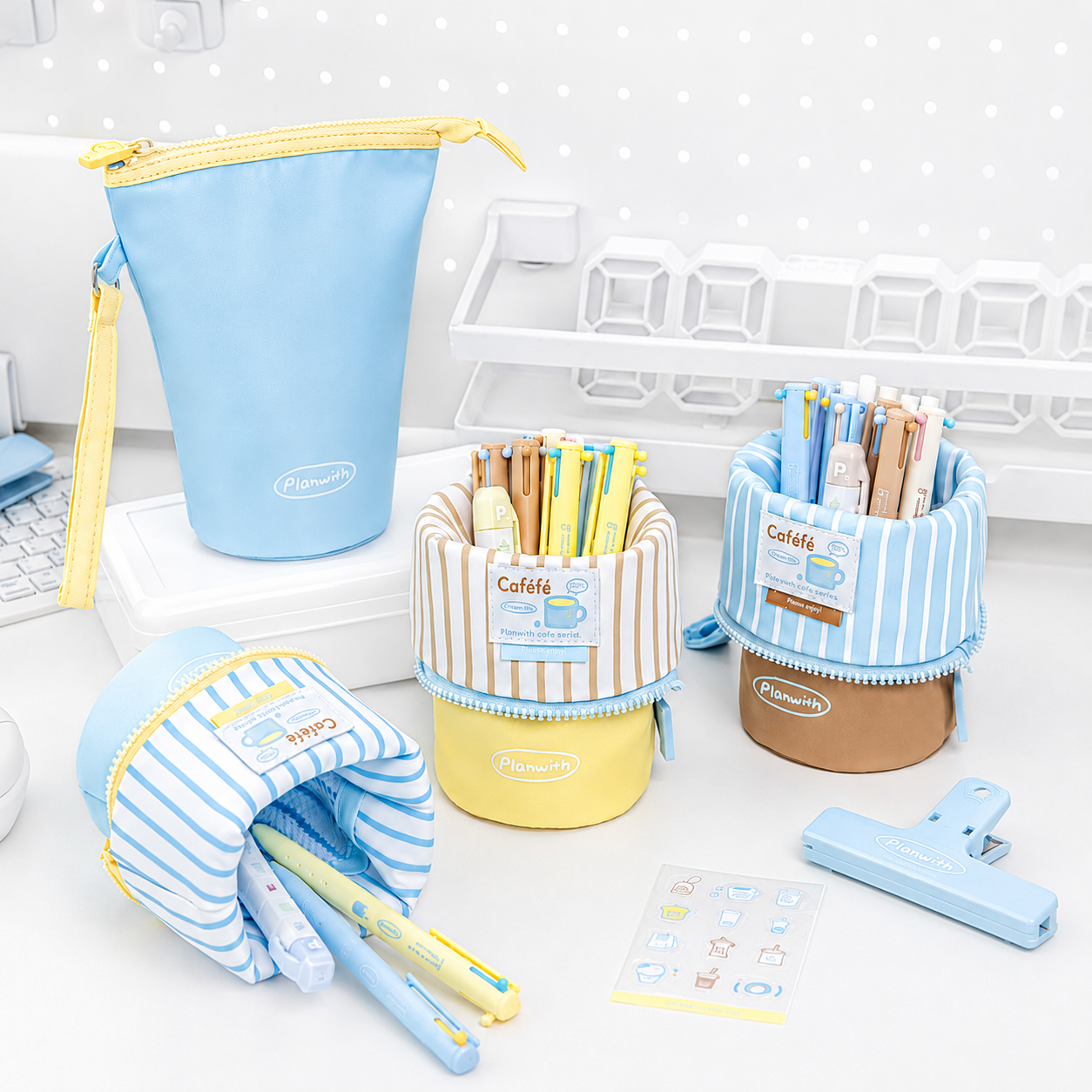 Planwith Caféf Flip Pen Pouch 2-in-1 Fold-Down pencil case