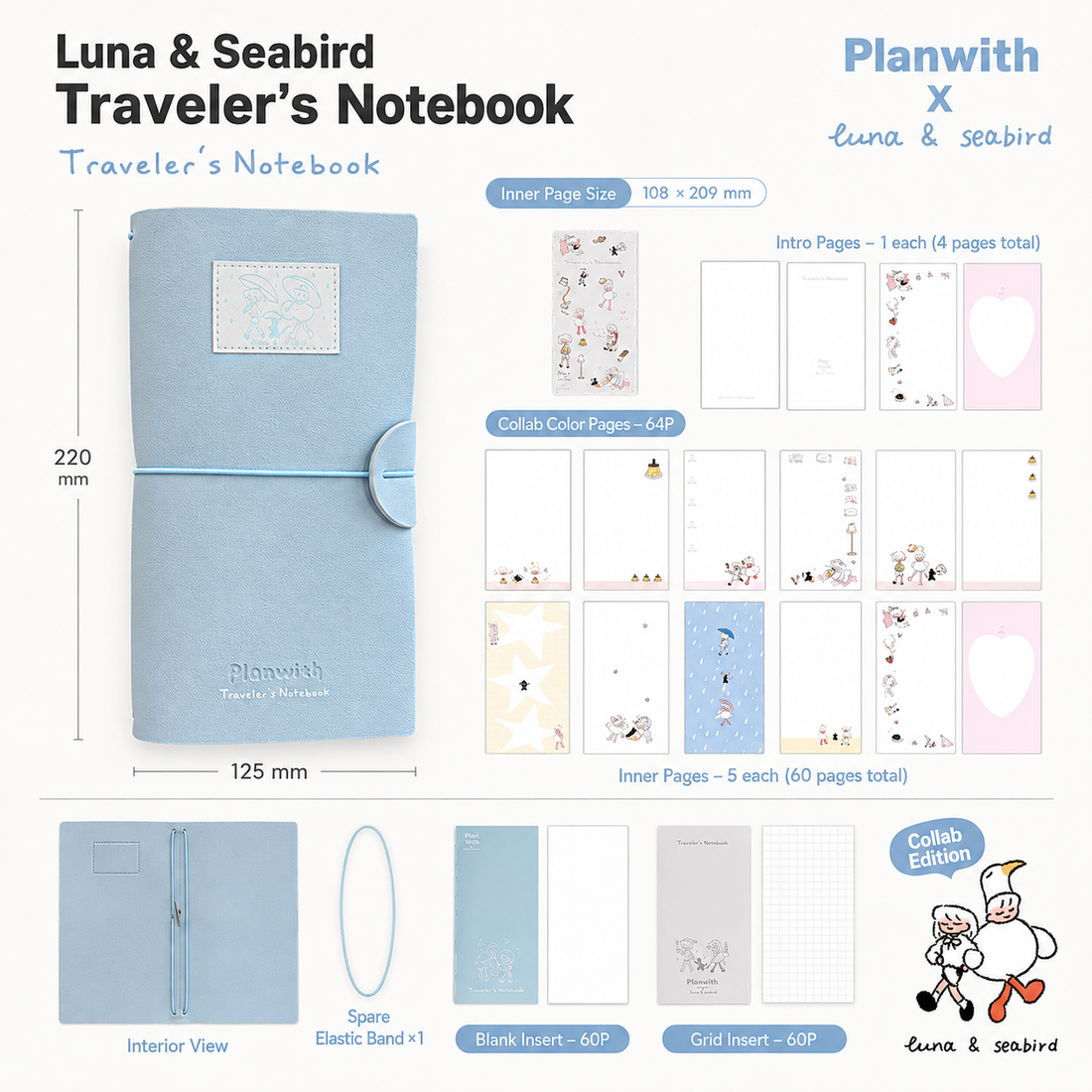 Planwith TN Traveler's Notebook Set (3 Inserts / 184 Pages)