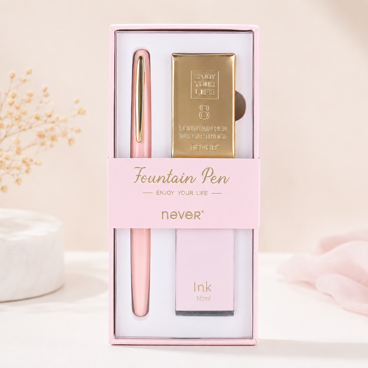 Brass Lacquer Fountain Pen Gift Set (EF Nib)